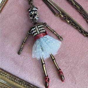 Betsey Johnson Vintage Sailor Yacht Tutu Ballerina Skeleton Long Necklace